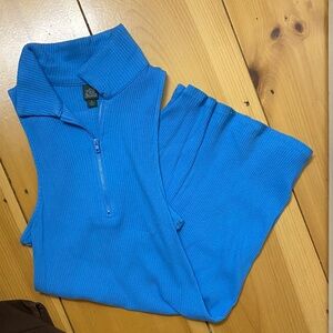 Blue Ribbed Sleeveless Dress